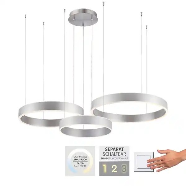 Bild 3 von LED Pendelleuchte SCULLI, CCT, dimmbar, separat schaltbar, Stahl