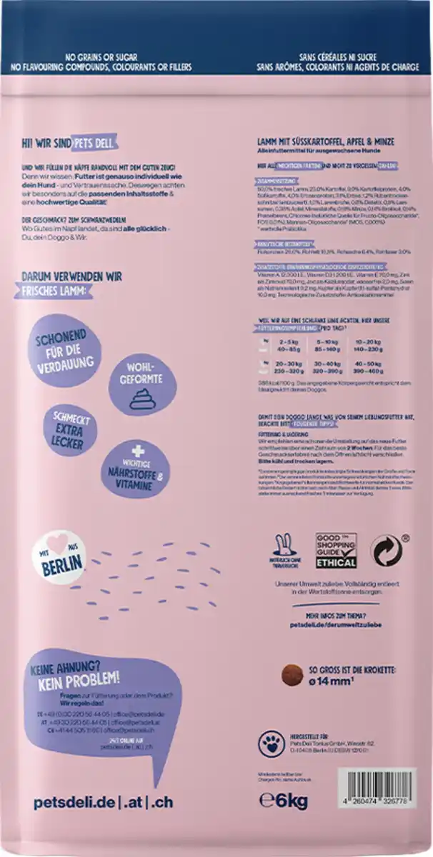 Bild 2 von Pets Deli Trockenfutter Lamm mit Süßkartoffel und Minze, 6 kg