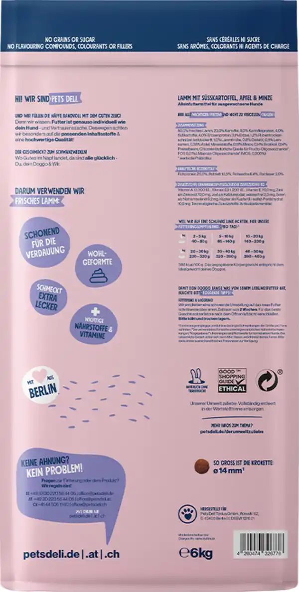 Bild 2 von Pets Deli Trockenfutter Lamm mit Süßkartoffel und Minze, 6 kg