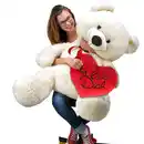 Bild 1 von monzana® Plüschtier Teddybär XL Weiß inkl. Herzkissen