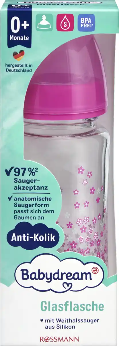 Bild 1 von Babydream Glas Weithalsflasche Blüten 230 ml