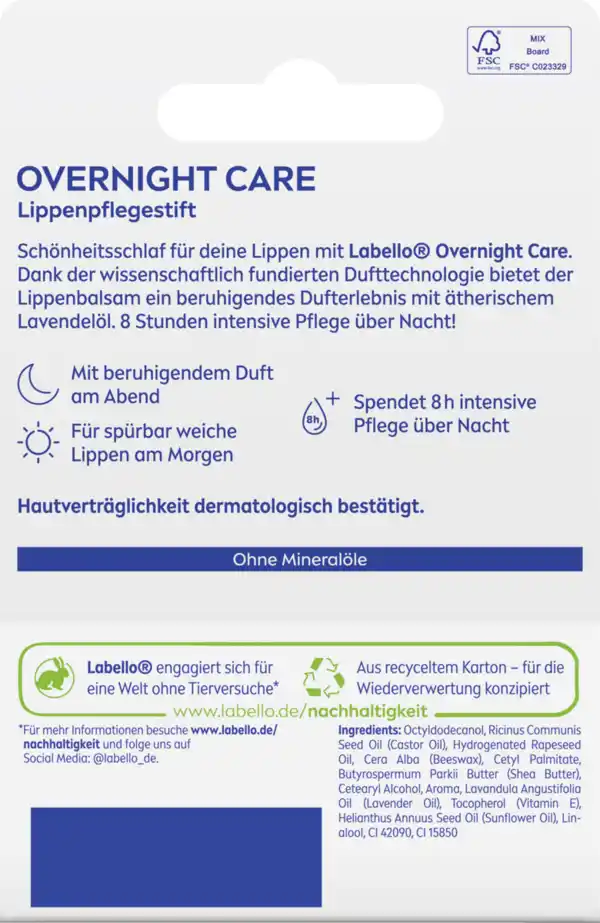 Bild 2 von Labello Lippenpflegestift Over Night Care, 4,8 g