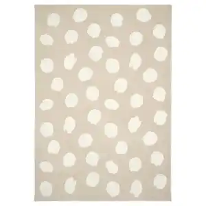 BOGENSE Teppich Kurzflor, beige/weiß Punkte 133x195 cm