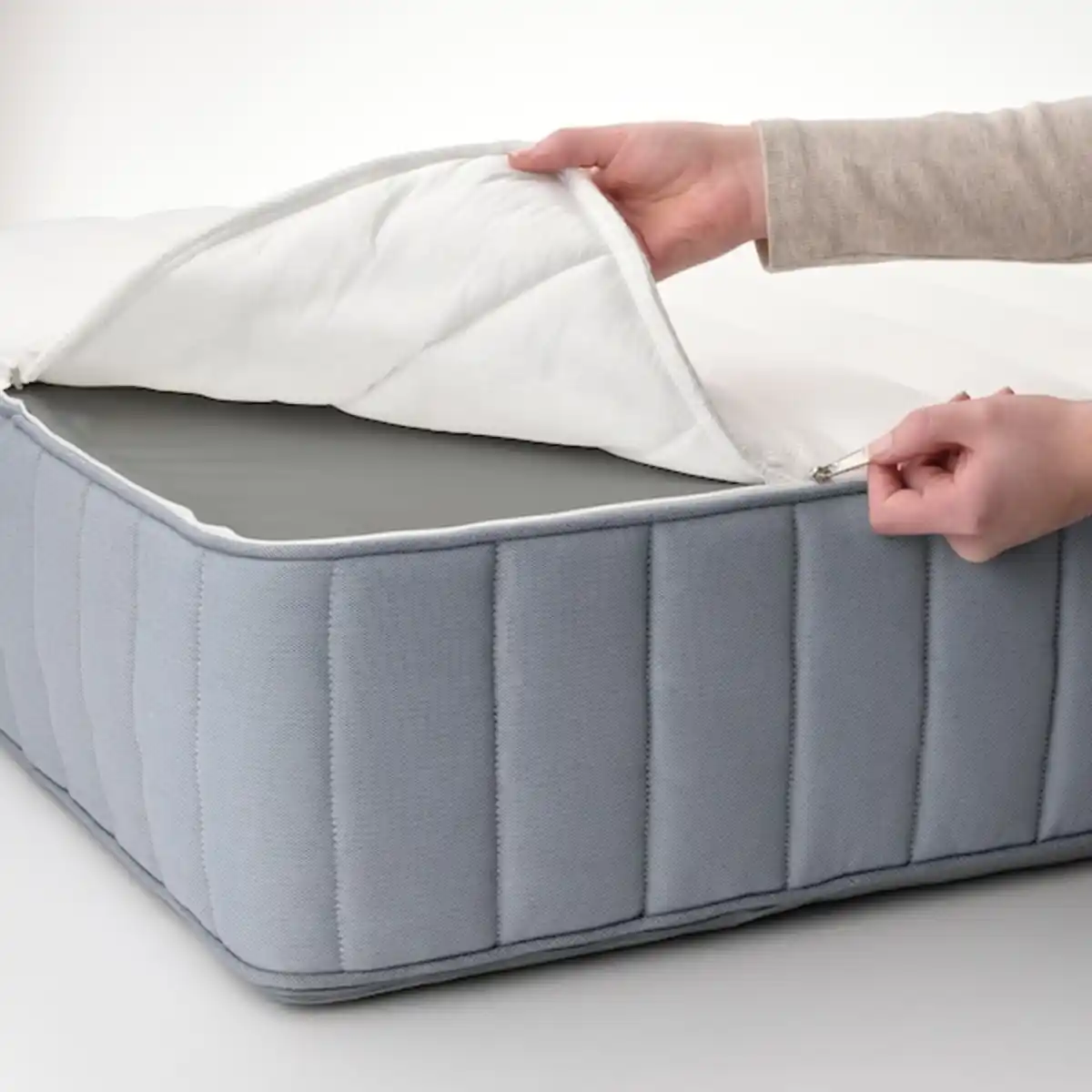 Bild 4 von ESPEVÄR/VALEVÅG Boxbett, weiß/fest/mittelfest hellblau 160x200 cm