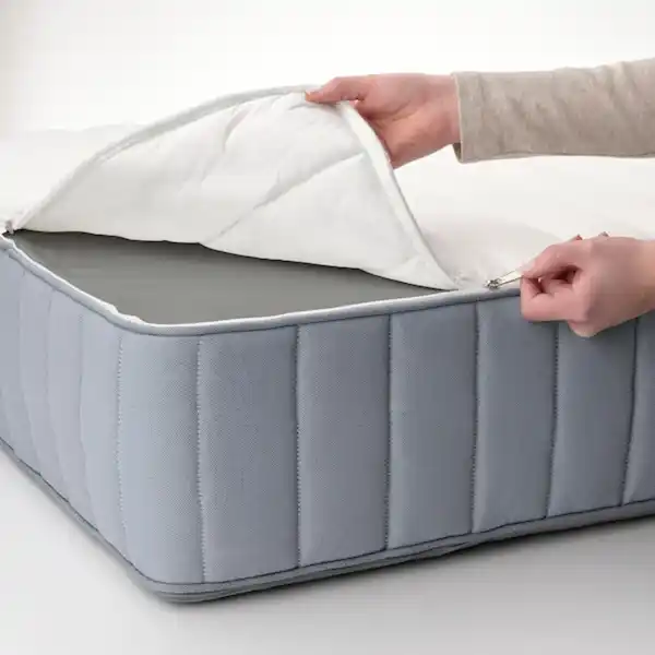 Bild 4 von ESPEVÄR/VALEVÅG Boxbett, weiß/fest/mittelfest hellblau 160x200 cm