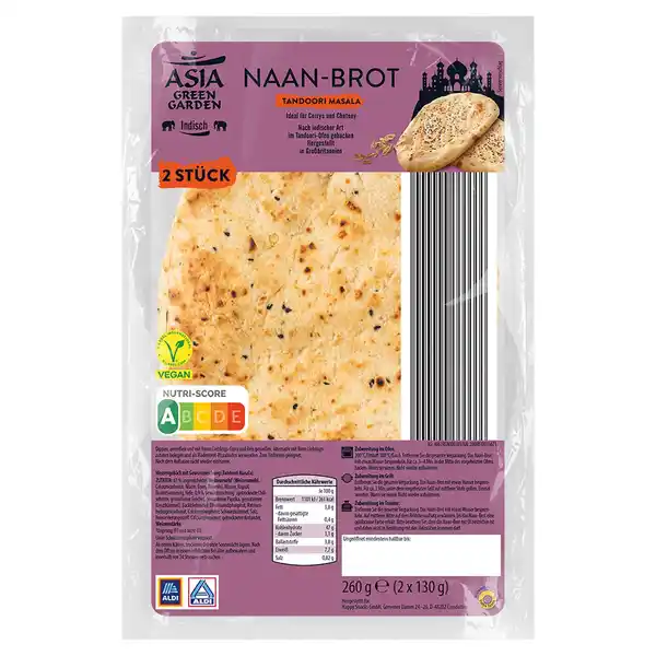 Bild 1 von ASIA GREEN GARDEN Naan Brot 260 g, Tandoori