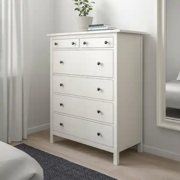 Bild 3 von HEMNES Kommode mit 6 Schubladen, weiß gebeizt 108x131 cm