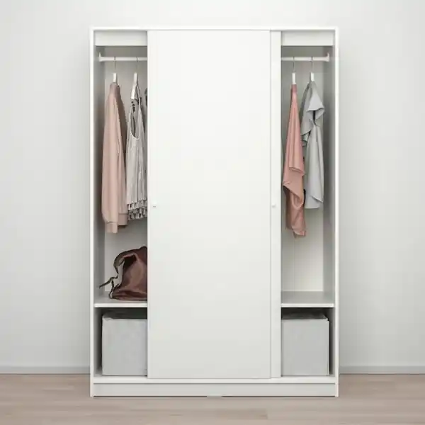 Bild 4 von KLEPPSTAD Kleiderschrank mit Schiebetüren, weiß 117x176 cm