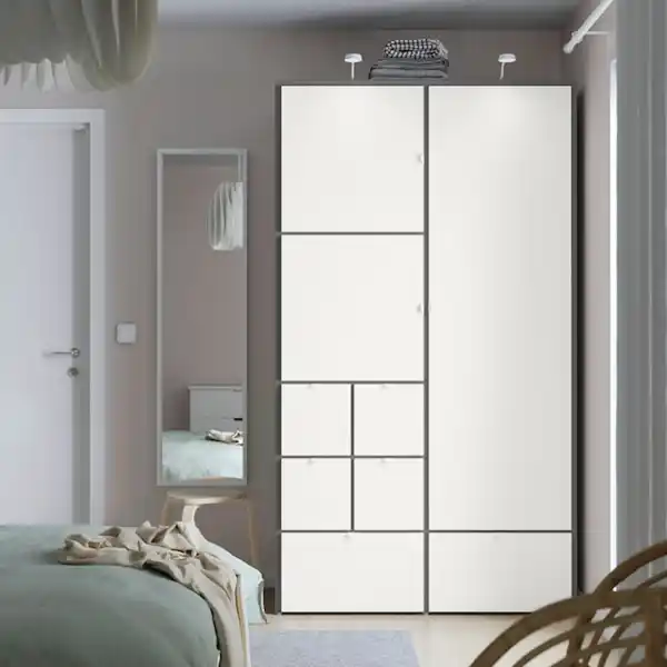 Bild 2 von VISTHUS Kleiderschrank, grau/weiß 122x59x216 cm