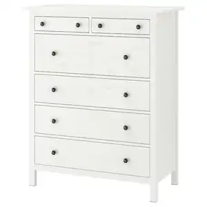 HEMNES Kommode mit 6 Schubladen, weiß gebeizt 108x131 cm