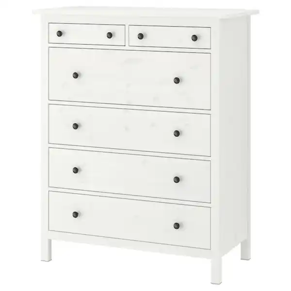 Bild 1 von HEMNES Kommode mit 6 Schubladen, weiß gebeizt 108x131 cm