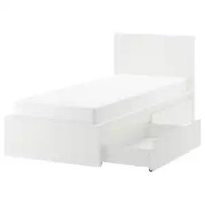 MALM Bettgestell hoch mit 2 Schubkästen, weiß 90x200 cm