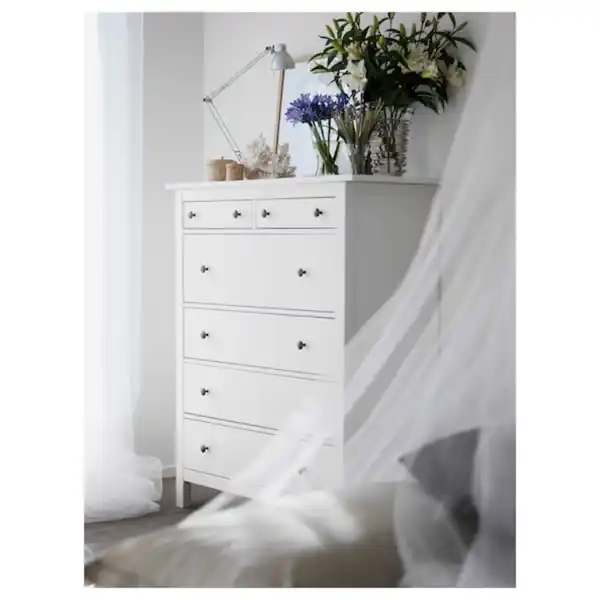 Bild 2 von HEMNES Kommode mit 6 Schubladen, weiß gebeizt 108x131 cm