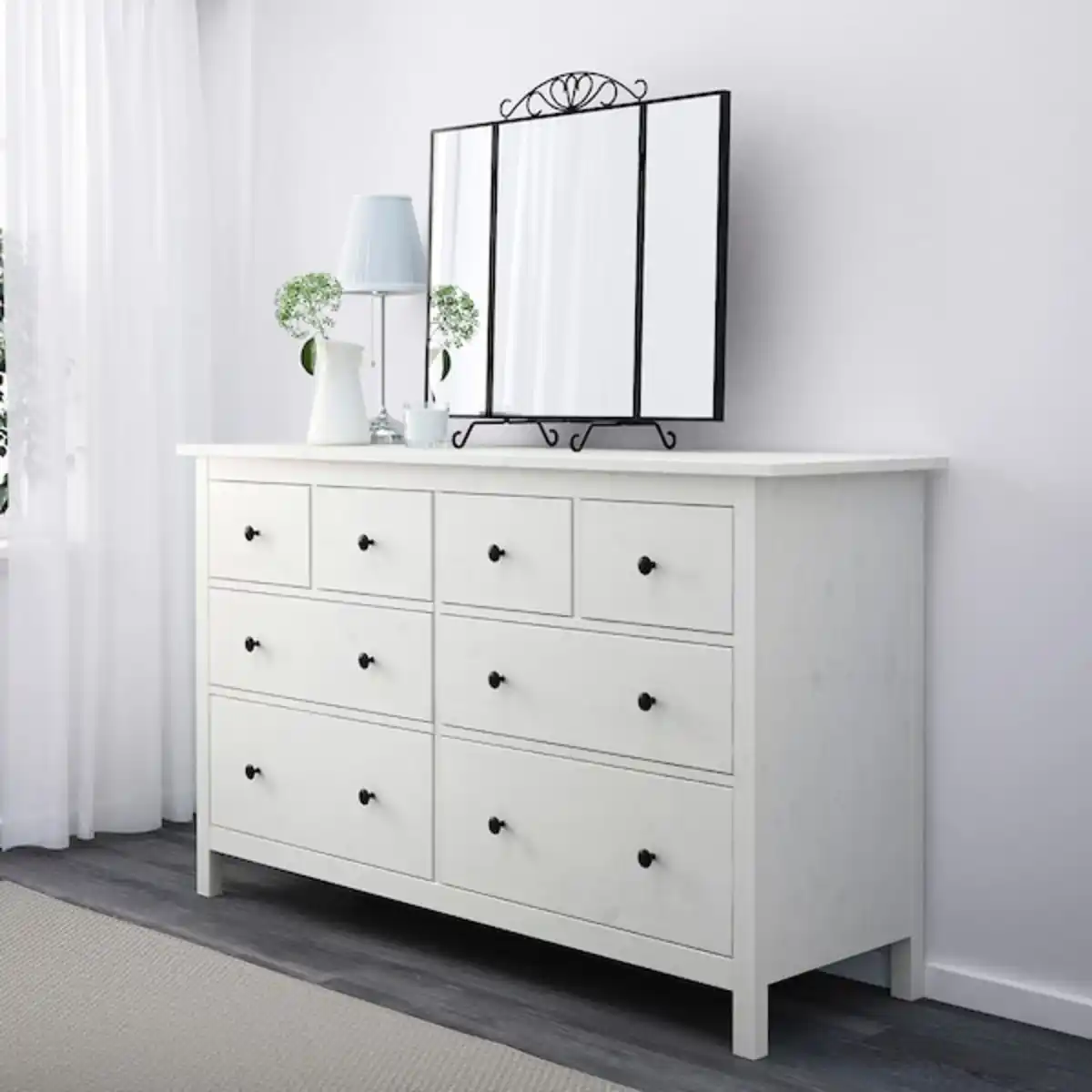 Bild 2 von HEMNES Kommode mit 8 Schubladen, weiß gebeizt 160x96 cm