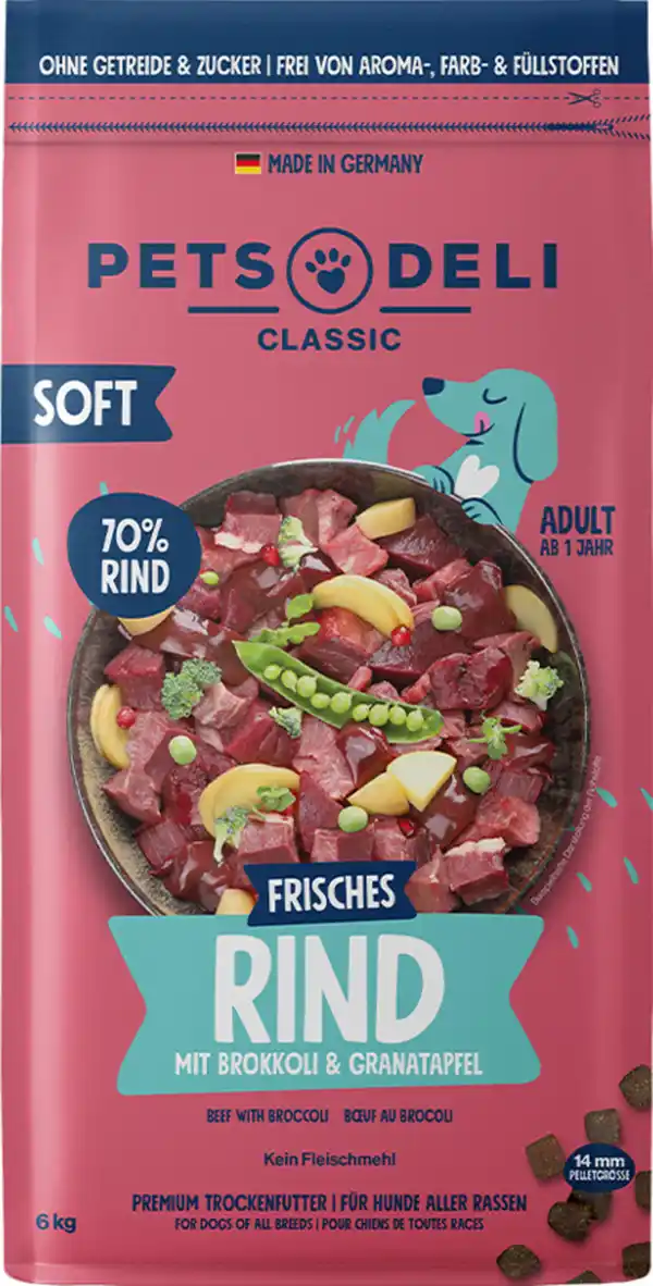 Bild 1 von Pets Deli Trockenfutter Soft Rind mit Brokkoli & Granatapfel, 6 kg