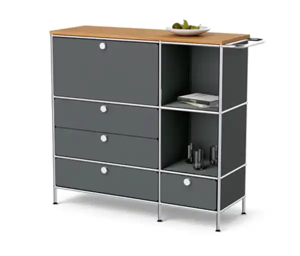 Bild 1 von Sideboard Metall »CN3« mit Holzplatte, 1 Klappenfach und 4 Schubladen, grau