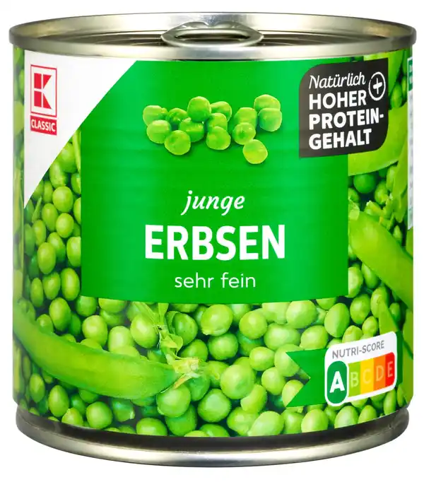 Bild 1 von K-CLASSIC Junge Erbsen, 400-g-Dose