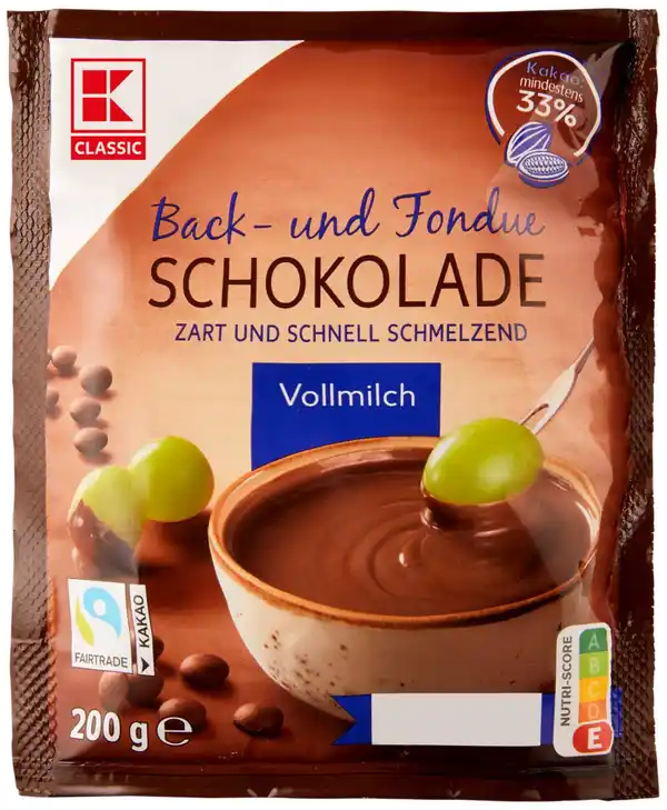 Bild 1 von K-CLASSIC Back- und Fondueschokolade, 200-g-Packg.