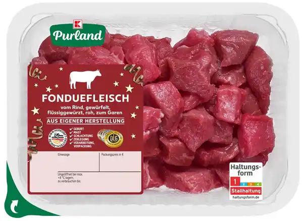 Bild 1 von K-PURLAND Fonduefleisch vom Rind, 500-g-Packg.