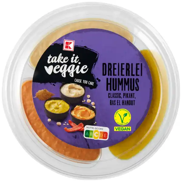 Bild 1 von K-TAKE IT VEGGIE Dreierlei Hummus, 210-g-Packg.