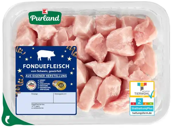 Bild 1 von K-PURLAND Fonduefleisch vom Schwein, 500-g-Packg.