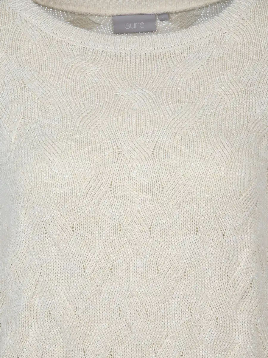 Bild 3 von Damen Strickpullover mit Zopfmuster Beige