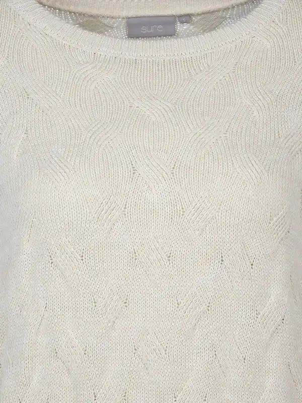 Bild 3 von Damen Strickpullover mit Zopfmuster Beige