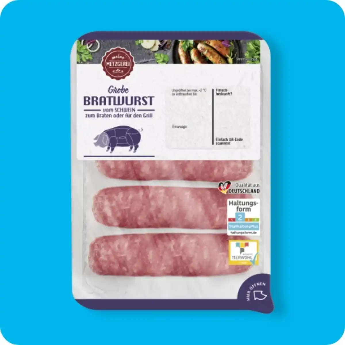 Bild 1 von MEINE METZGEREI Grobe Bratwurst, Vom Schwein