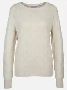 Damen Strickpullover mit Zopfmuster Beige