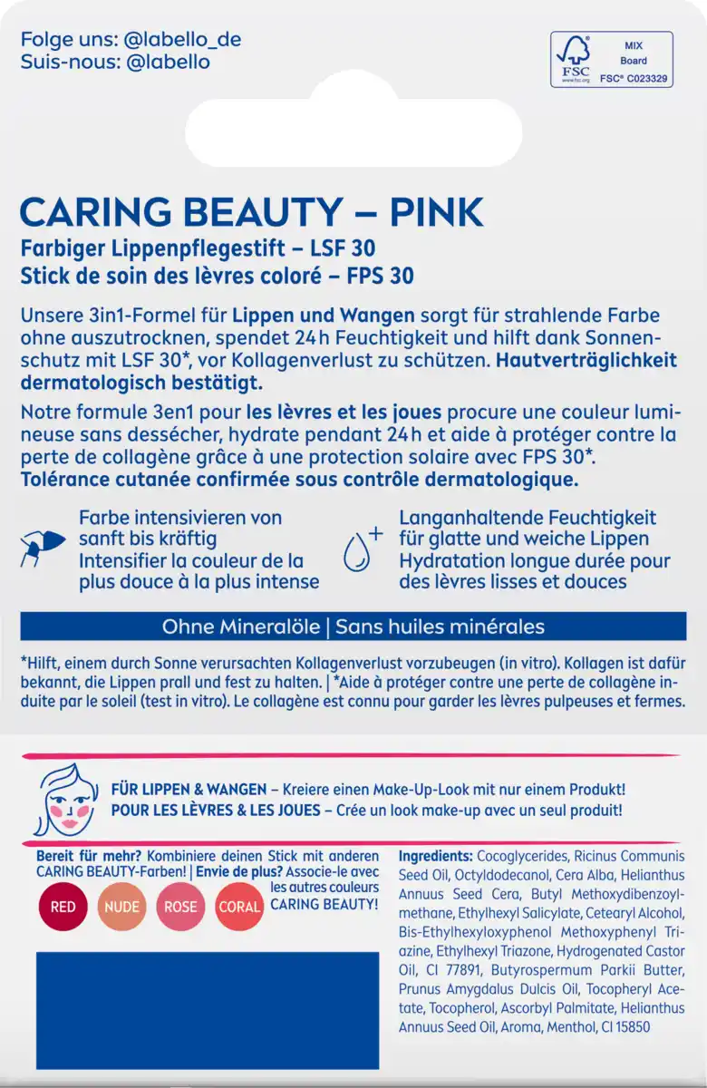 Bild 2 von Labello Lippenpflegestift Caring Beauty Pink, 4,8 g