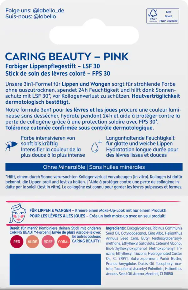 Bild 2 von Labello Lippenpflegestift Caring Beauty Pink, 4,8 g