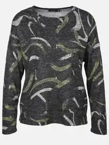 Damen Print Flauschshirt mit Strasssteinchen Grün