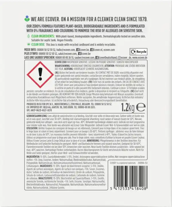 Bild 2 von Ecover Sensitivwaschpulver Zero% 16WL, 16 WL