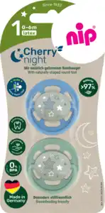 nip Cherry® Night Greenline Schnuller Gr. 1 (0-6 Monate); Grün/Blau