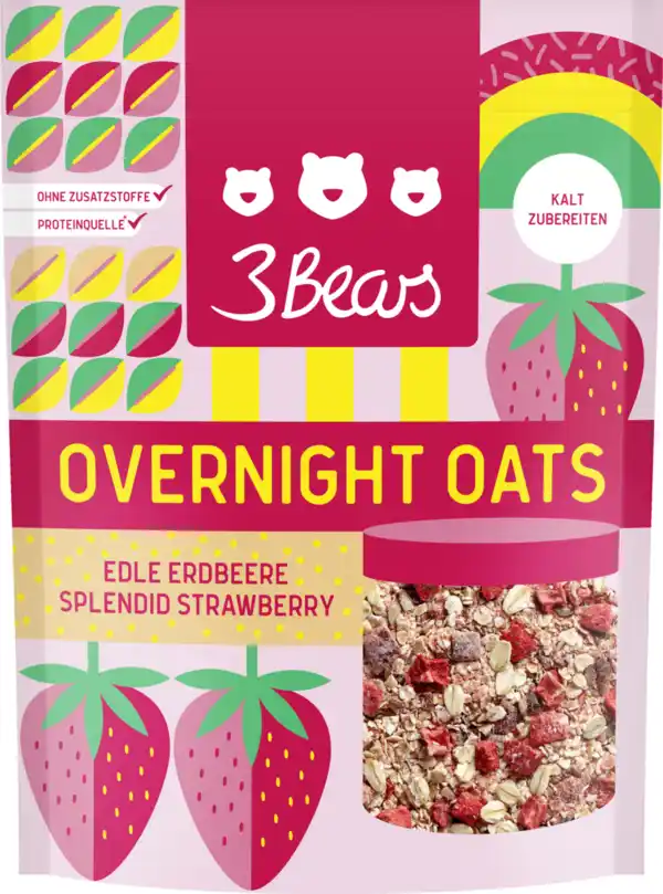 Bild 1 von 3Bears Overnight Oats Edle Erdbeere, 400 g