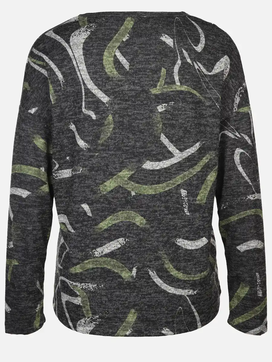 Bild 2 von Damen Print Flauschshirt mit Strasssteinchen Grün