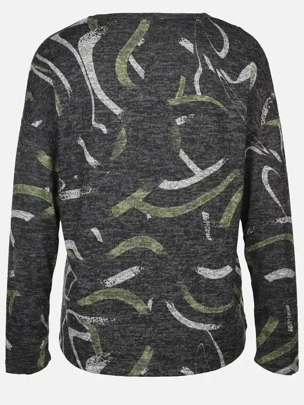 Bild 2 von Damen Print Flauschshirt mit Strasssteinchen Grün