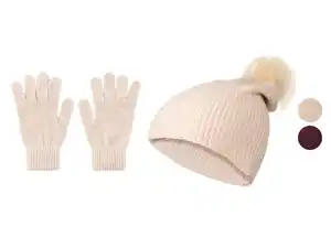 esmara® Damen Handschuhe-Mützen-Set, weiche Chenille-Qualität