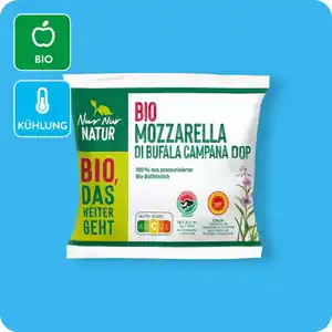 NUR NUR NATUR Bio-Mozzarella Di Bufala Campana DOP, 100 % aus pasteurisierter Bio-Büffelmilch