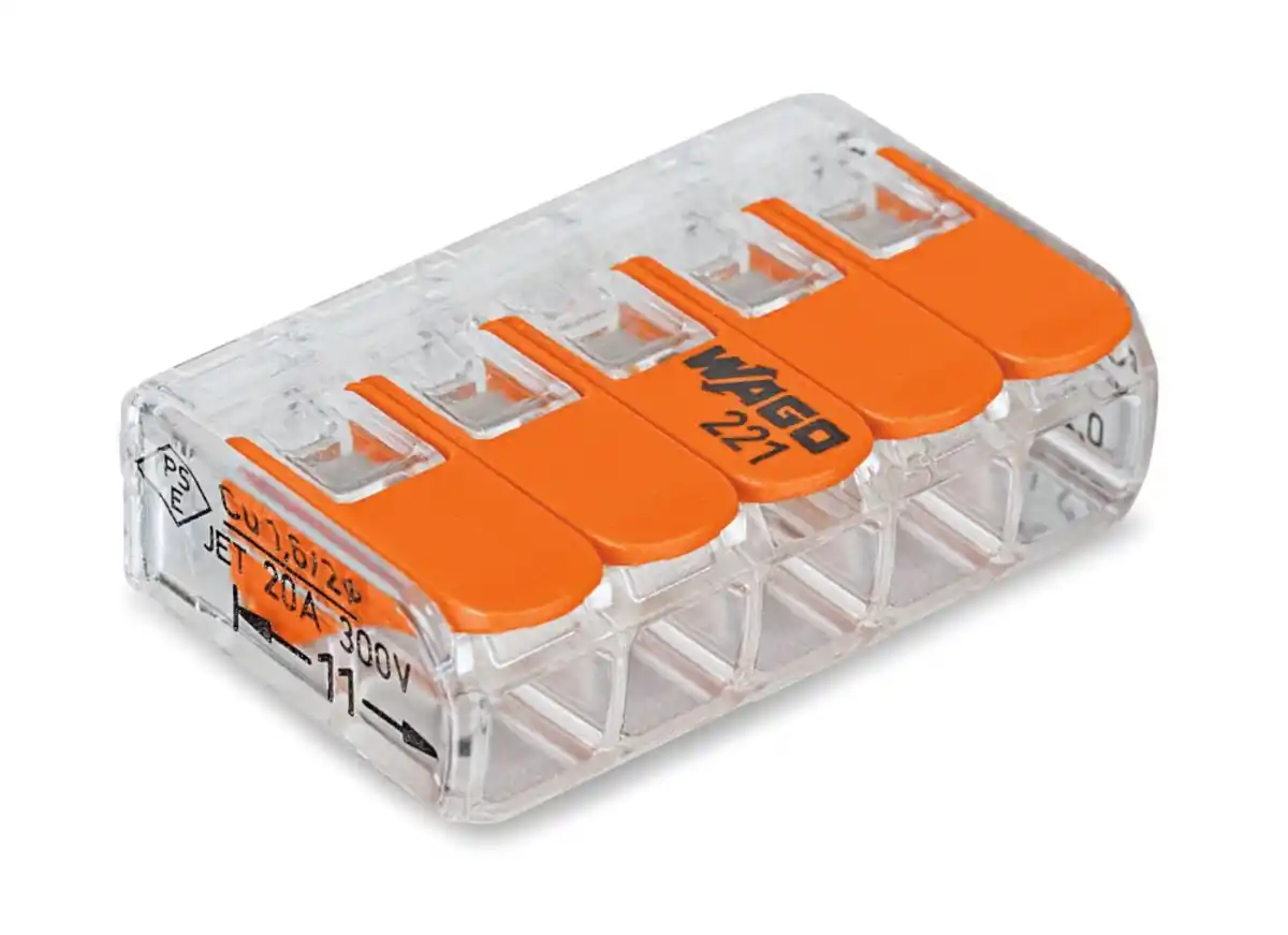 Bild 1 von Wago Compact Hebelklemme 211 Anzahl Leiter: 5, 0,14 - 4 mm², 25 Stück