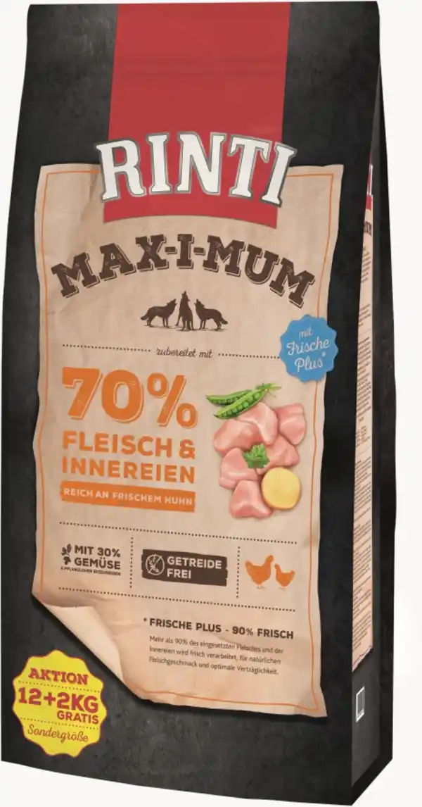 Bild 1 von Rinti Hundetrockenfutter MAX-I-MUM Huhn 12 + 2 kg