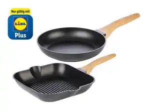 ERNESTO® Aluguss-Grillpfanne/-Pfanne mit Holzoptik