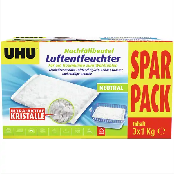 Bild 1 von UHU Luftentfeuchter Nachfüllbeutel Spar-Pack 3x 1.000 g