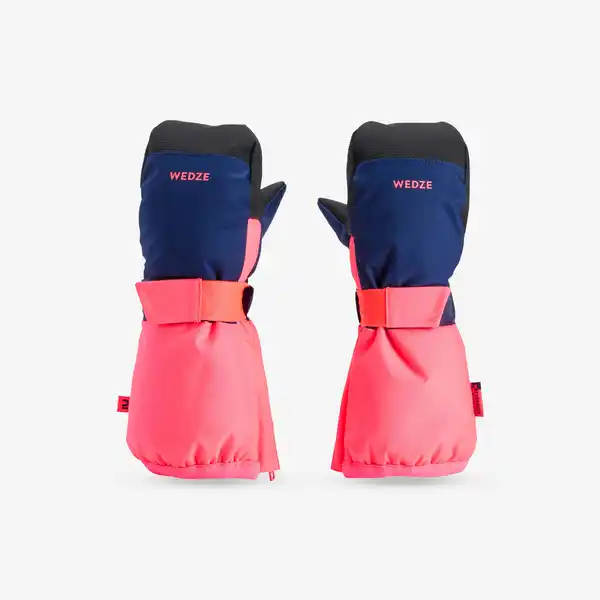 Bild 1 von WEDZE Skihandschuhe Fäustlinge Kinder warm wasserdicht - blau/rosa