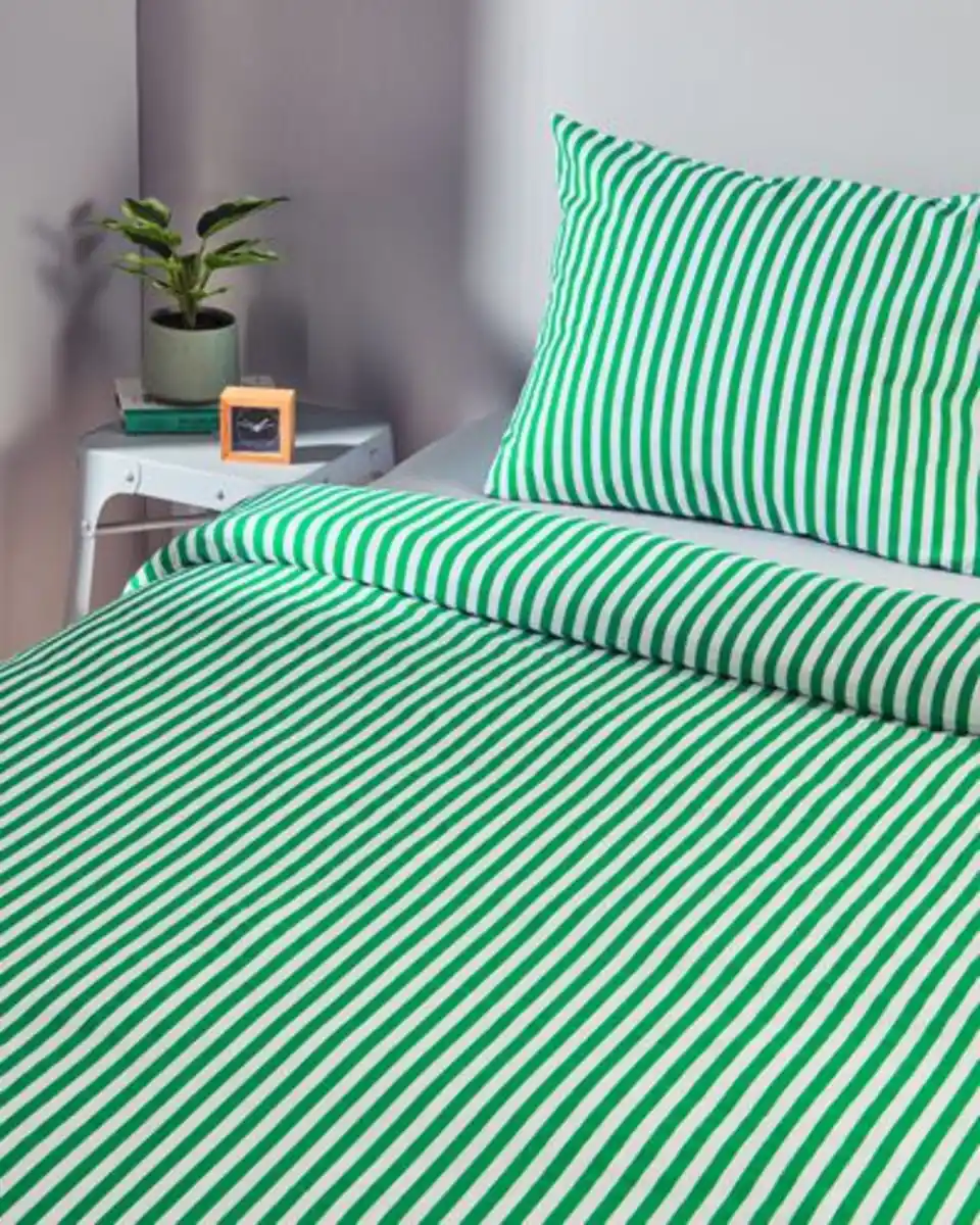 Bild 4 von Kinder-Bettwäsche, Soft Cotton, 140 x 200 cm, Streifen, grün