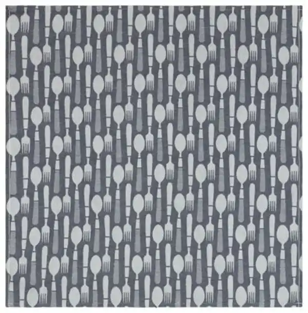 Bild 2 von Geschirrtuch, Besteckmuster, 65 x 65 cm, Baumwolle, dunkelblau