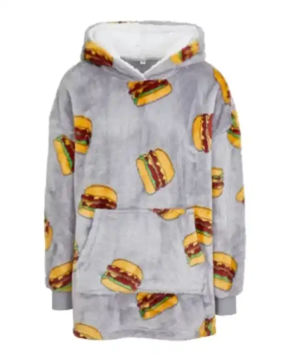 Bild 1 von Fleece-Hoodie Burger, grau