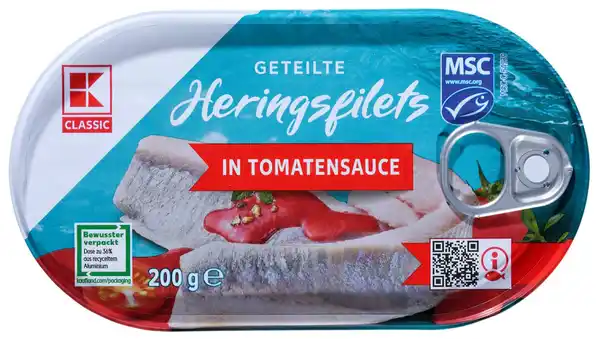 Bild 1 von K-CLASSIC Heringsfilets in Sauce, 200-g-Dose