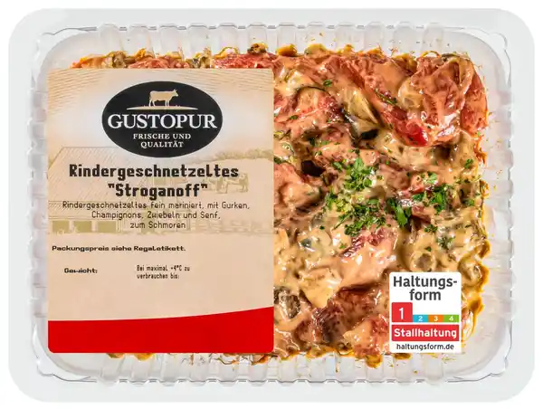 Bild 1 von GUSTOPUR Geschnetzeltes »Stroganoff« vom Rind, 400-g-Packg.