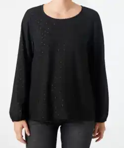 Bluse mit glitzernden Punkten, schwarz